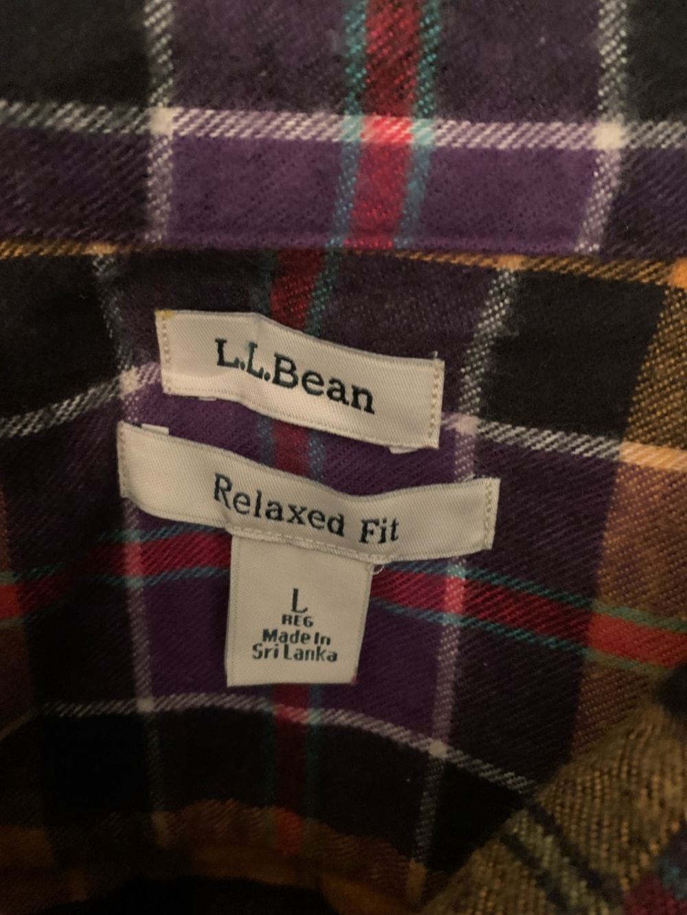 L.L. Bean Women’s Yellow/Purple Plaid Button-Down Shirt Large - Picture 2 of 9
